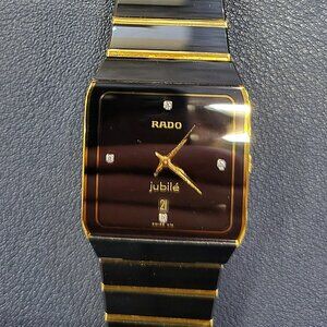Rado Men's Jubile Watch Black Ceramic with Gold Tone Accents